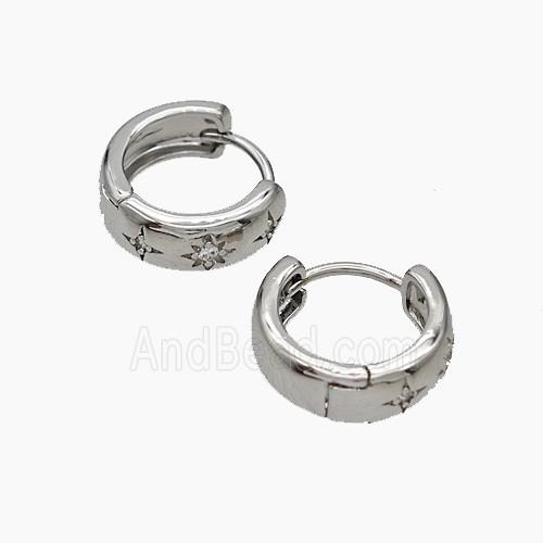Copper Hoop Earrings Micropave Zirconia Platinum Plated