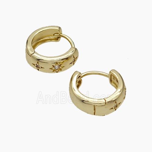 Copper Hoop Earrings Micropave Zirconia Gold Plated