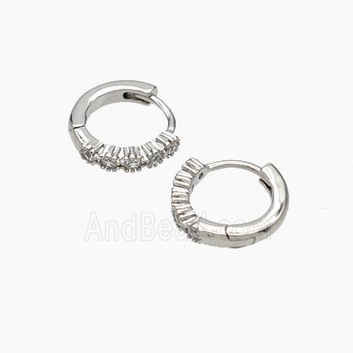 Copper Hoop Earrings Micropave Zirconia Platinum Plated