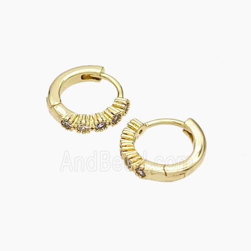Copper Hoop Earrings Micropave Zirconia Gold Plated