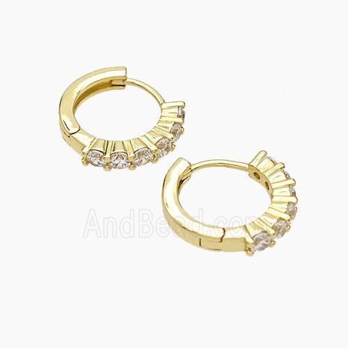 Copper Hoop Earrings Micropave Zirconia Gold Plated