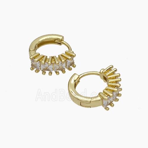 Copper Hoop Earrings Micropave Zirconia Gold Plated
