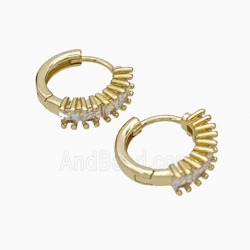 Copper Hoop Earrings Micropave Zirconia Gold Plated