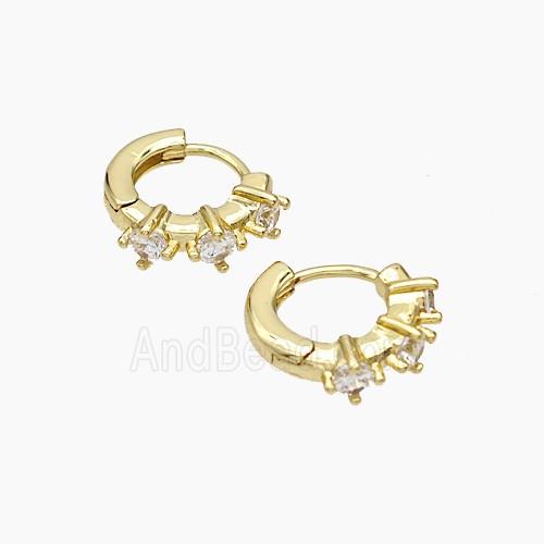 Copper Hoop Earrings Micropave Zirconia Gold Plated