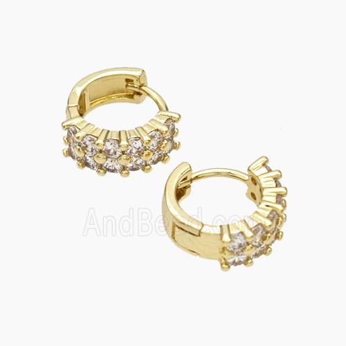 Copper Hoop Earrings Micropave Zirconia Gold Plated
