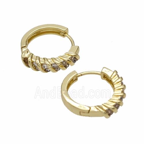 Copper Hoop Earrings Micropave Zirconia Gold Plated
