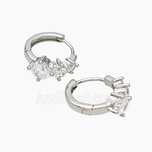 Copper Hoop Earrings Micropave Zirconia Platinum Plated