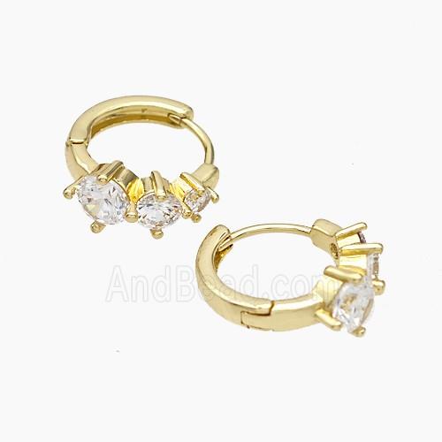 Copper Hoop Earrings Micropave Zirconia Gold Plated