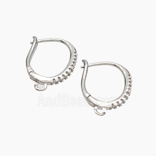 Copper Latchback Earrings Micropave Zirconia Platinum Plated