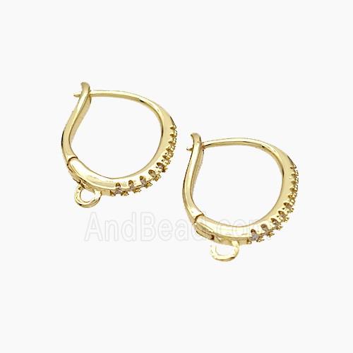 Copper Latchback Earrings Micropave Zirconia Gold Plated