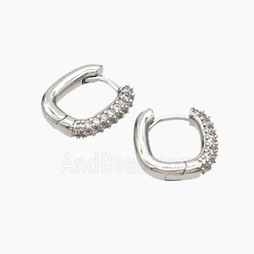 Copper Latchback Earrings Micropave Zirconia Platinum Plated