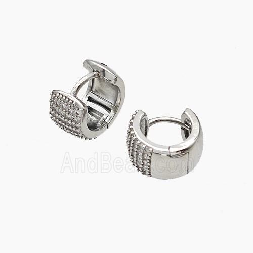 Copper Hoop Earrings Micropave Zirconia Platinum Plated