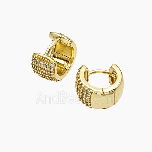 Copper Hoop Earrings Micropave Zirconia Gold Plated