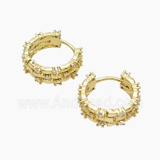 Copper Hoop Earrings Micropave Zirconia Gold Plated