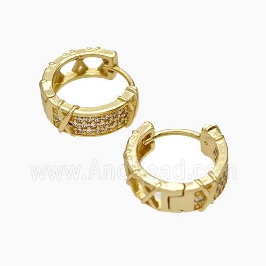 Copper Hoop Earrings Micropave Zirconia Gold Plated
