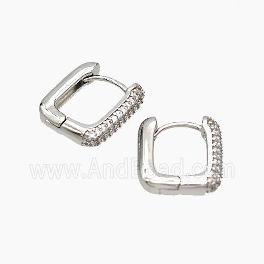 Copper Latchback Earrings Micropave Zirconia Platinum Plated