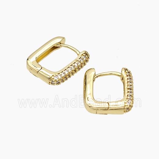 Copper Latchback Earrings Micropave Zirconia Gold Plated