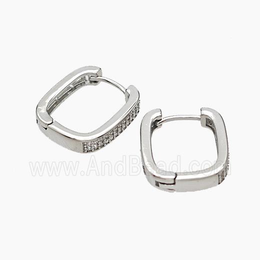 Copper Latchback Earrings Micropave Zirconia Platinum Plated