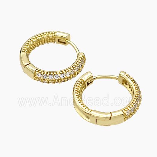 Copper Hoop Earrings Micropave Zirconia Gold Plated