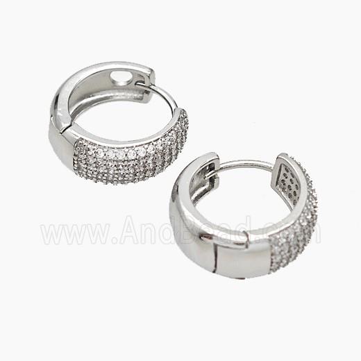 Copper Hoop Earrings Micropave Zirconia Platinum Plated