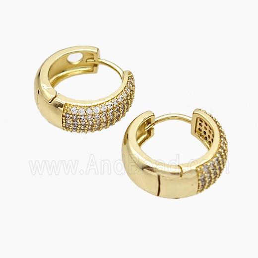 Copper Hoop Earrings Micropave Zirconia Gold Plated