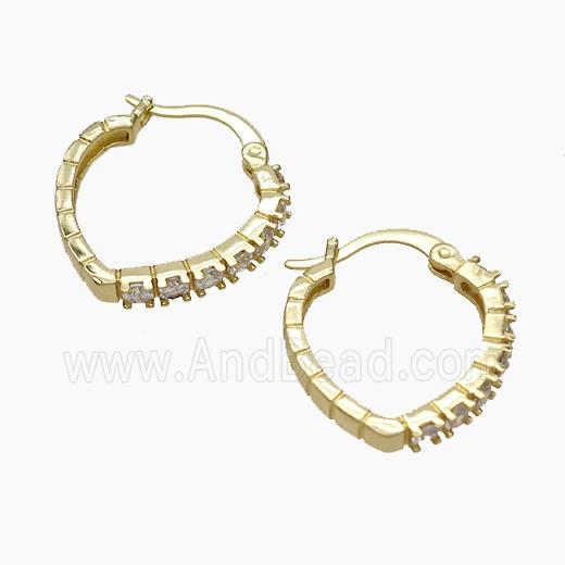 Copper Leaveback Earrings Micropave Zirconia Gold Plated