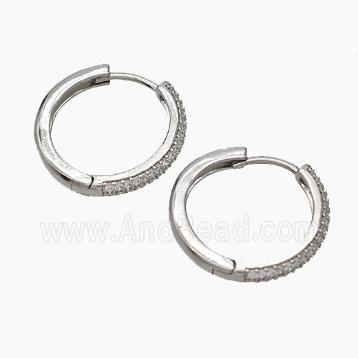 Copper Hoop Earrings Micropave Zirconia Platinum Plated