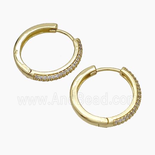 Copper Hoop Earrings Micropave Zirconia Gold Plated