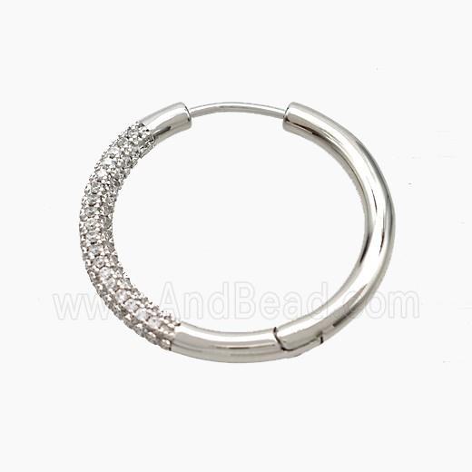 Copper Hoop Earrings Micropave Zirconia Platinum Plated
