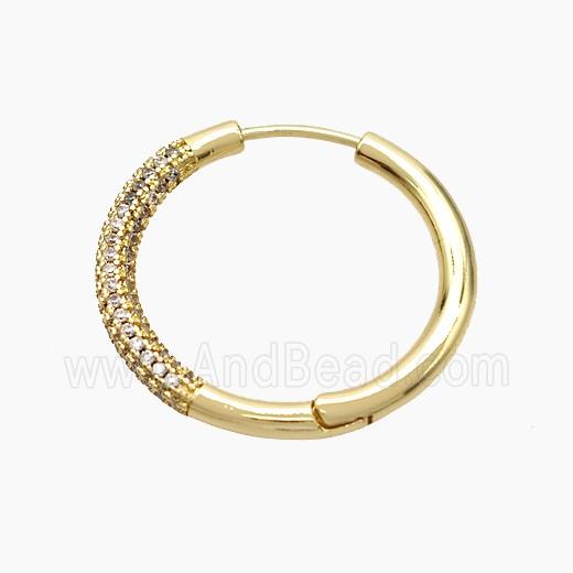 Copper Hoop Earrings Micropave Zirconia Gold Plated