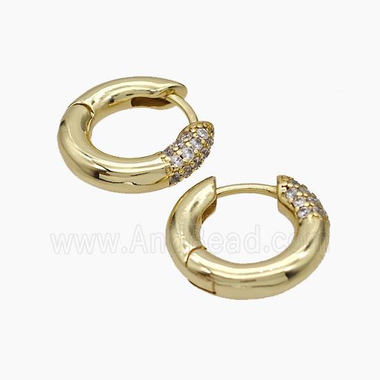 Copper Hoop Earrings Pave Zirconia Gold Plated