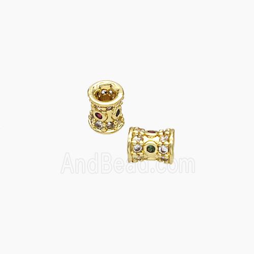 Copper Tube Beads Micropave Zirconia Gold Plated