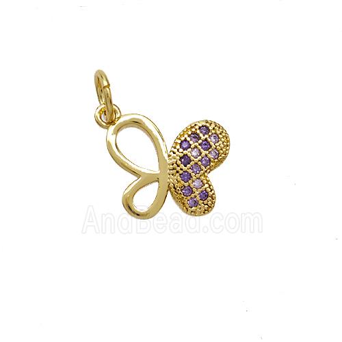 Copper Butterfly Pendant Pave Zirconia Gold Plated