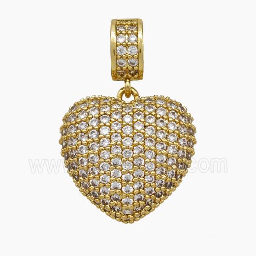 Copper Heart Pendant Micropave Zirconia Gold Plated