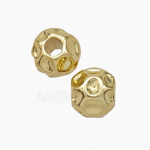 Copper Round Beads Hammered Large Hole Gold Plated