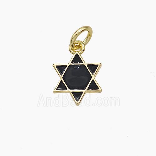 Enamel Daivd Star Pendant Black Enamel Gold Plated