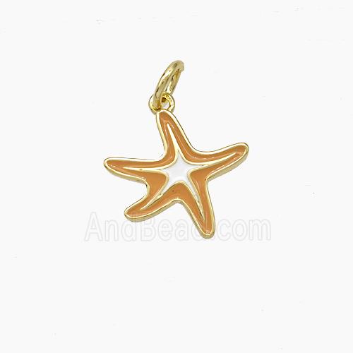 Copper Starfish Pendant Enamel Gold Plated