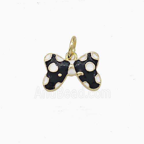 Copper Butterfly Pendant Black Enamel Gold Plated
