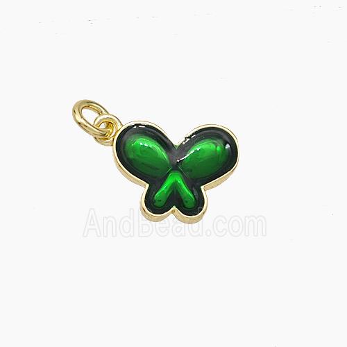 Copper Butterfly Pendant Green Painted Gold Plated