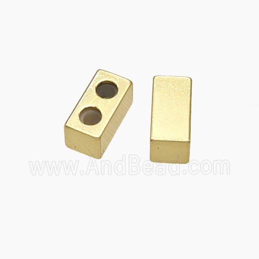 Copper Cuboid Beads 2holes Gold Plated