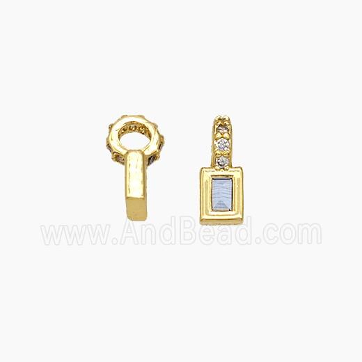 Copper Rectangle Pendant Pave Zirconia Gold Plated