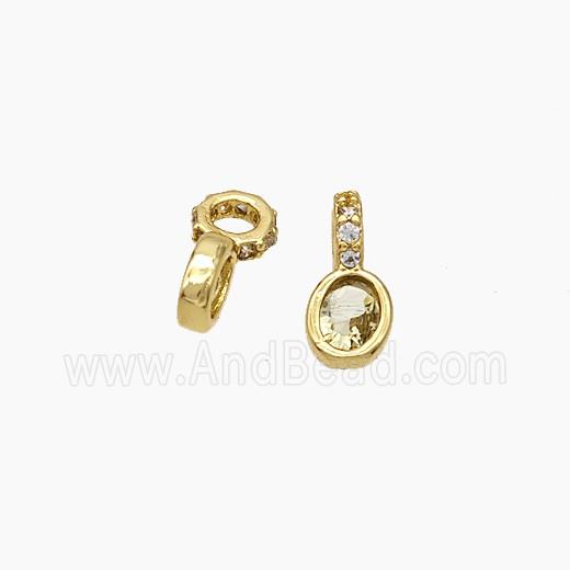 Copper Oval Pendant Pave Zirconia Gold Plated