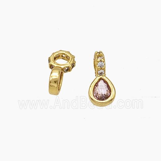 Copper Teardrop Pendant Pave Zirconia Gold Plated