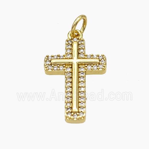 Copper Cross Pendant Micropave Zirconia Gold Plated