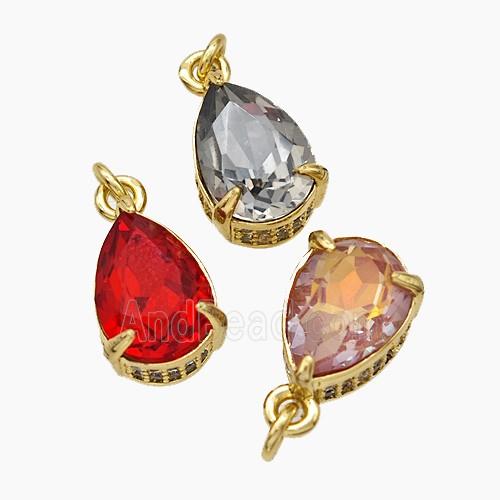 Cubic Zirconia Pendant Copper Teardrop Gold Plated Mixed