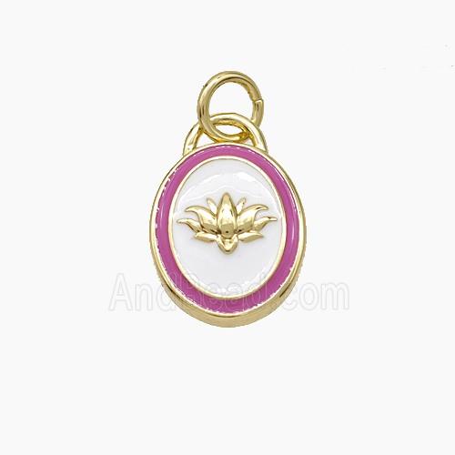 Copper Lotus Pendant Enamel Oval Gold Plated