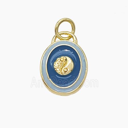 Copper Taichi Pendant Enamel Yinyang Gold Plated