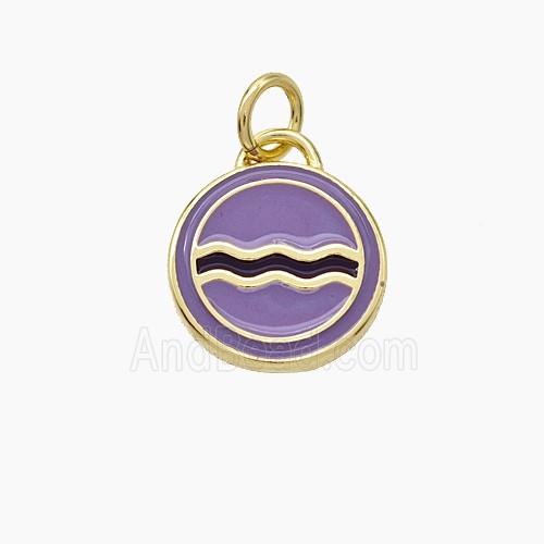 Copper Sea Pendant Enamel Circle Gold Plated