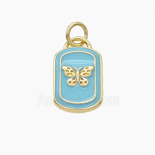 Copper Butterfly Pendant Enamel Rectangle Gold Plated