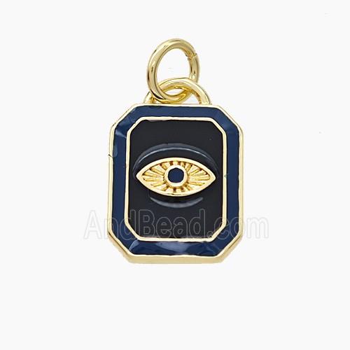 Copper Eye Pendant Enamel Rectangle Gold Plated